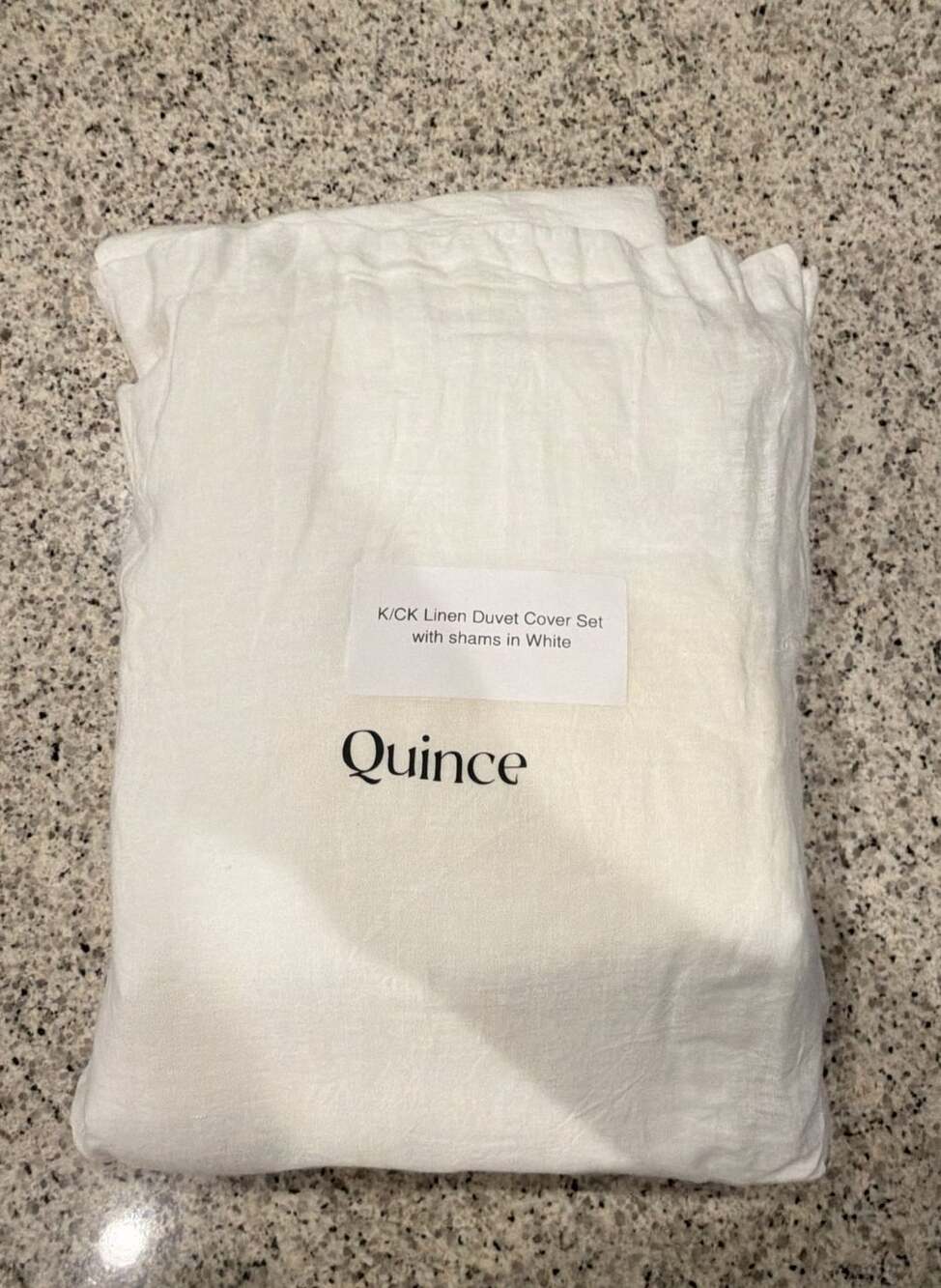 Quince European Linen Duvet Cover Set with Shams in White King / California King
